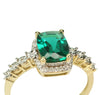 Heartland By Beverley Mitchell 10K Yellow Gold Diamond and Cushion Cut Created Columbian Green Emerald Ring