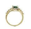 Heartland By Beverley Mitchell 10K Yellow Gold Diamond and Cushion Cut Created Columbian Green Emerald Ring