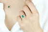 Heartland By Beverley Mitchell 10K Yellow Gold Diamond and Cushion Cut Created Columbian Green Emerald Ring