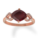 10K Rose Gold Natural Diamond and Special Cut Ruby Split Shank Ring