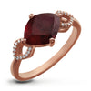 10K Rose Gold Natural Diamond and Special Cut Ruby Split Shank Ring