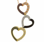 10K Rose, White and Yellow Gold Diamond Tri-Color Triple Heart Pendant Necklace by Heartland By Beverley Mitchell