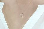 10K Rose Gold Diamond Open Heart Pendant Necklace