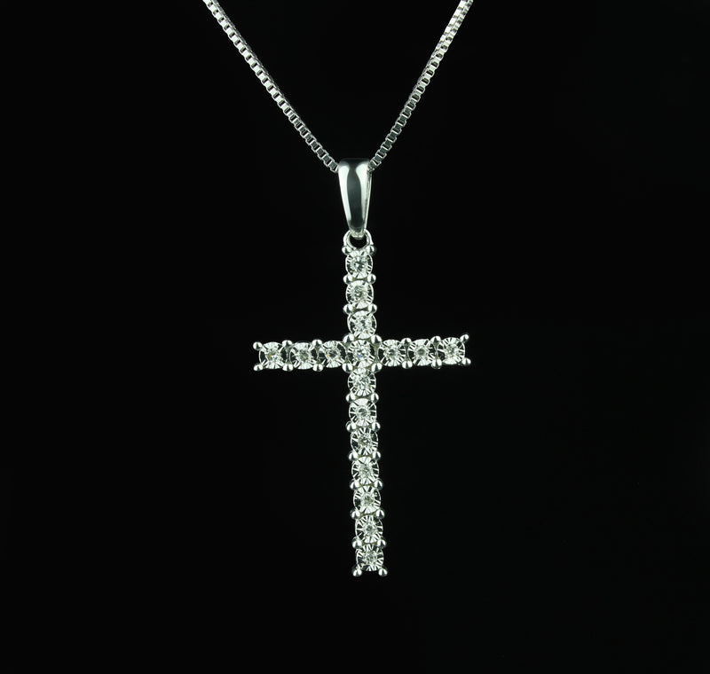 Heartland Stunning Diamond Cross In Pure 925 Sterling Silver Pendant