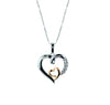 Heartland 10K Rose Gold and .925 Sterling Silver Diamond Accented Double Heart Pendant