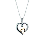 Heartland 10K Rose Gold and .925 Sterling Silver Diamond Accented Double Heart Pendant