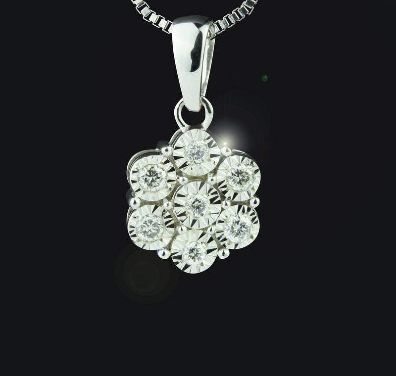 Heartland Diamond Seven Stone Floral Cluster Pendant