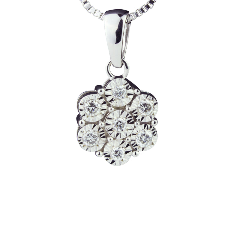 Heartland Diamond Seven Stone Floral Cluster Pendant