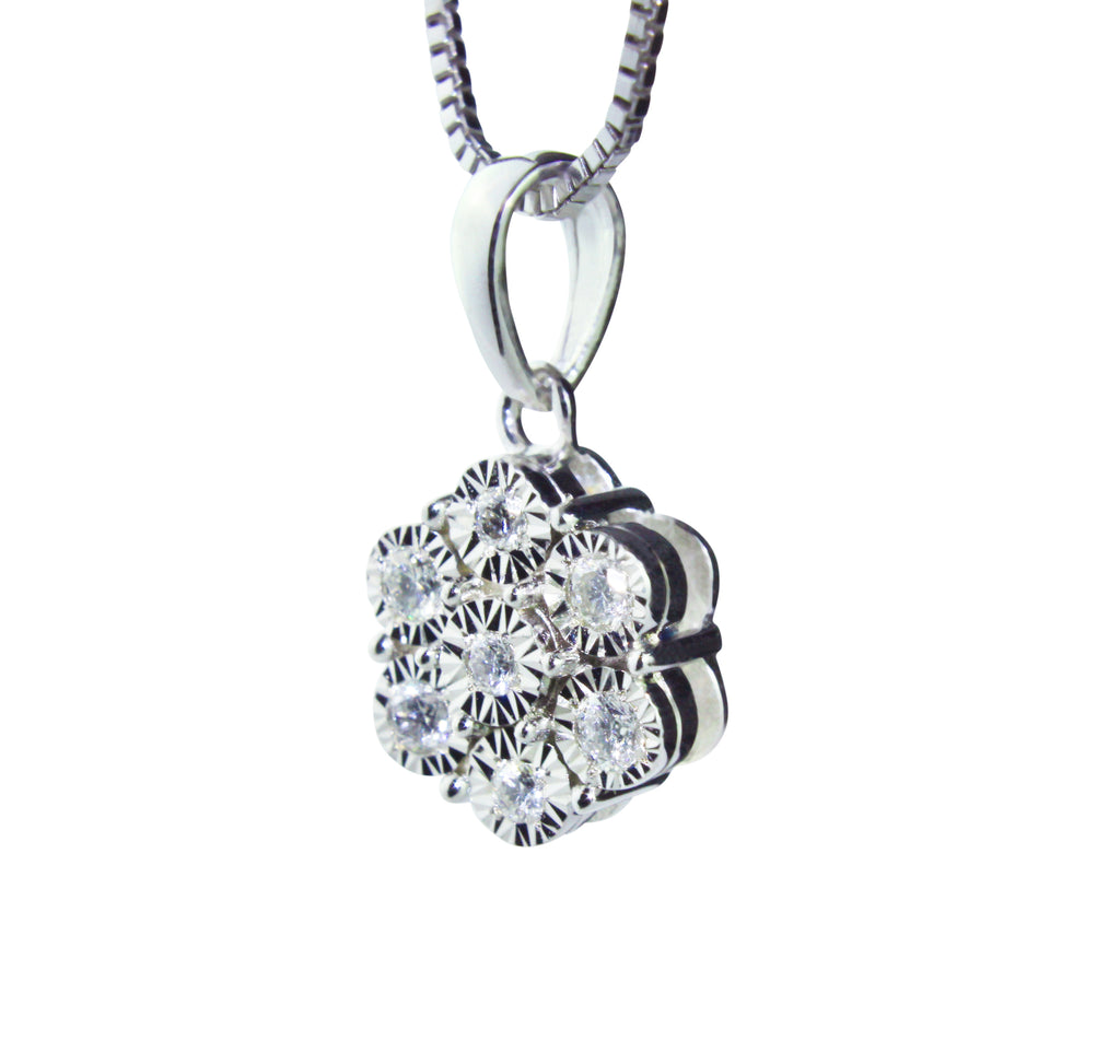 Heartland Diamond Seven Stone Floral Cluster Pendant