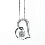 Heartland Diamond Cluster Heart Pendant Necklace In .925 Sterling Silver