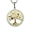 Heartland Tree Of Life 1/8ct Diamond Pendant, 10K Yellow Gold and .925 Sterling Silver, Two Tone, Celtic Knot Tree of Life Round Pendant Necklace - 18" (H Color, I2 Clarity)