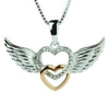 Heartland 10K Rose Gold and .925 Sterling Silver Diamond Accented Double Interlocking Hearts with Wings Pendant