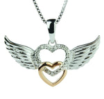 Heartland 10K Rose Gold and .925 Sterling Silver Diamond Accented Double Interlocking Hearts with Wings Pendant