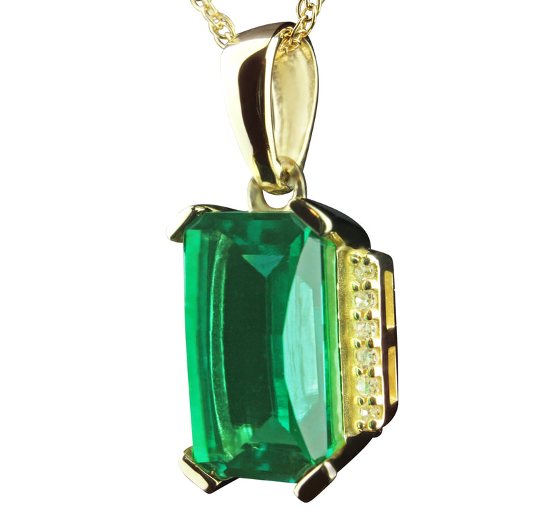 Heartland By Beverley Mitchell 10K Yellow Gold Natural Diamond and Emerald Cut Gemstone Pendant Necklace