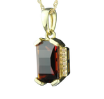 Heartland 10K Yellow Gold Diamond and Garnet Gemstone Pendant Necklace