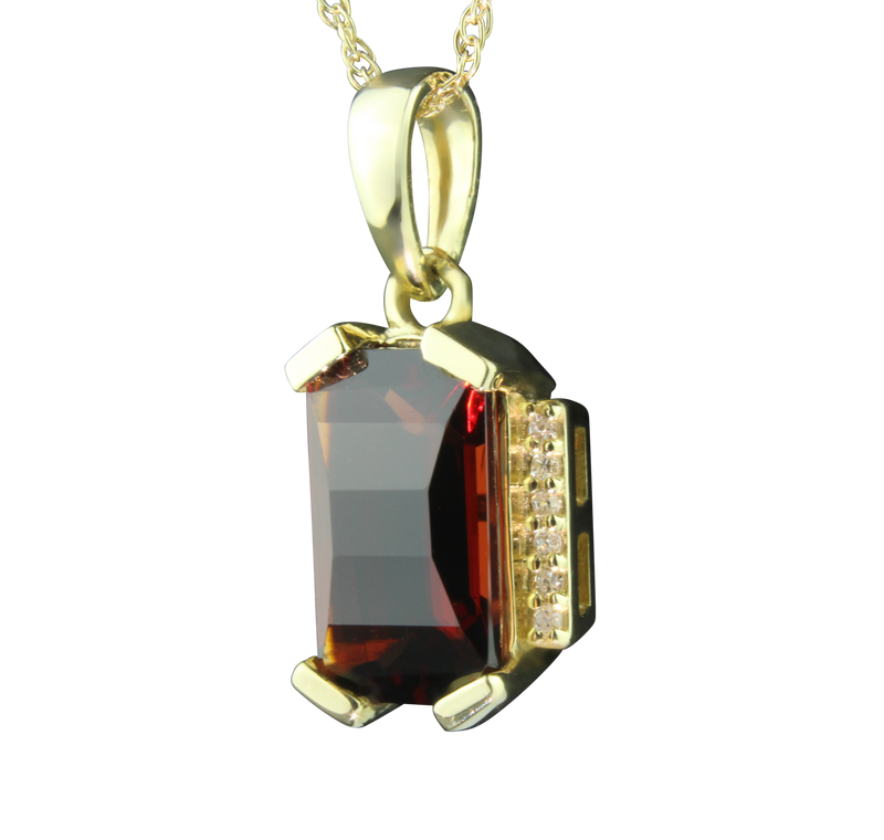 Heartland 10K Yellow Gold Diamond and Garnet Gemstone Pendant Necklace