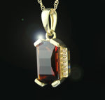 Heartland 10K Yellow Gold Diamond and Garnet Gemstone Pendant Necklace