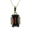 Heartland 10K Yellow Gold Diamond and Garnet Gemstone Pendant Necklace