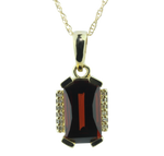 Heartland 10K Yellow Gold Diamond and Garnet Gemstone Pendant Necklace