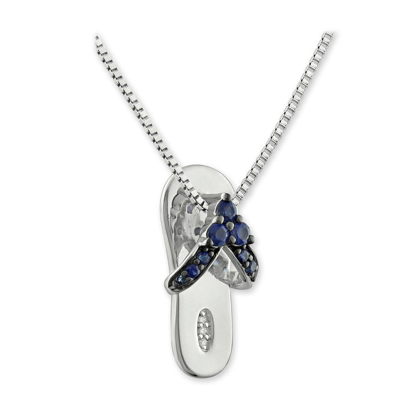 Heartland Diamond Accented Sapphire Beach Sandal Charm Pendant