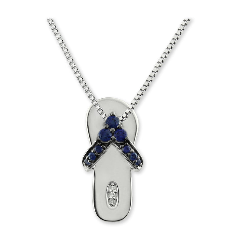 Heartland Diamond Accented Sapphire Beach Sandal Charm Pendant