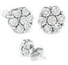 .925 Sterling Silver Diamond Accented Seven Stone Floral Cluster Stud Earrings (H Color, I2 Clarity)