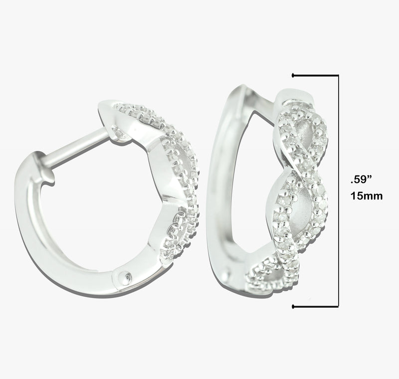 Heartland .925 Sterling Silver 1/10 Cttw Diamond Twisted Double Infinity Hoop Earrings (H Color, I2 Clarity)