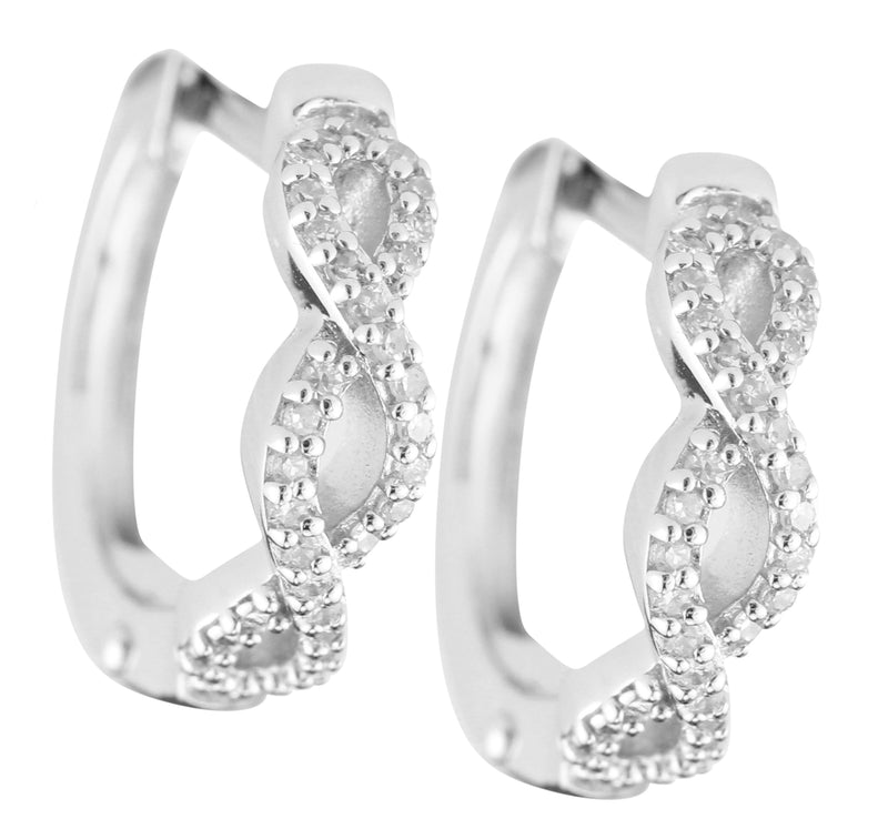 Heartland .925 Sterling Silver 1/10 Cttw Diamond Twisted Double Infinity Hoop Earrings (H Color, I2 Clarity)