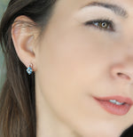 10K Rose Gold Earrings Featuring Natural Diamonds & Blue Topaz