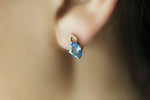 10K Rose Gold Earrings Featuring Natural Diamonds & Blue Topaz