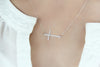 Heartland By Beverley Mitchell 10K White Gold Genuine Diamond Cross Necklace 1/6 carat