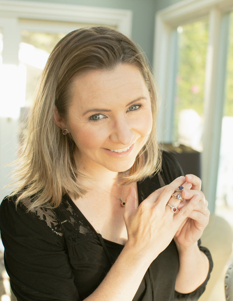 Actress Beverley Mitchell shows off some of the pieces in her curated collection Heartland Fine Jewelry