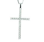 Diamond Latin Stylish Cross in Pure 925 Silver Pendant