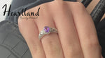 Sparkling Oval Amethyst Gemstone and 1/15 cttw Diamond Ring &  In 925 Sterling Silver, With Heart Design And 32 Diamonds