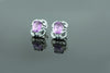 Elegant 1/15 cttw Diamond And Amethyst Earrings in 925 Sterling Silver, Featuring 40 Sparkling Diamonds