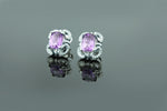 Elegant 1/15 cttw Diamond And Amethyst Earrings in 925 Sterling Silver, Featuring 40 Sparkling Diamonds