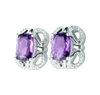 Elegant 1/15 cttw Diamond And Amethyst Earrings in 925 Sterling Silver, Featuring 40 Sparkling Diamonds