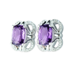 Elegant 1/15 cttw Diamond And Amethyst Earrings in 925 Sterling Silver, Featuring 40 Sparkling Diamonds