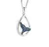 Elegant Whale / Dolphin Tail Pendant with stunning London Blue Topaz in Sparkling Sterling Silver (925)