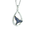 Elegant Whale / Dolphin Tail Pendant with stunning London Blue Topaz in Sparkling Sterling Silver (925)