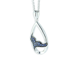 Elegant Whale / Dolphin Tail Pendant with stunning London Blue Topaz in Sparkling Sterling Silver (925)