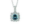 Breathtaking London Blue Topaz and 1/20 carat Diamond Pendant in Sterling Silver (925)