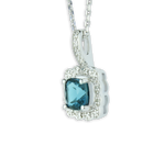 Breathtaking London Blue Topaz and 1/20 carat Diamond Pendant in Sterling Silver (925)