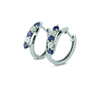 Exquisite Gemstone Cuff Earrings Featuring 4 Sparkling Diamonds and 6 Stunning Blue Ceylon Created Sapphires in 10K White Gold