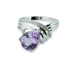 Stunning 1/15 cttw Diamond & Pink Amethyst Gemstone Ring in 925 Sterling Silver With 33 Diamonds