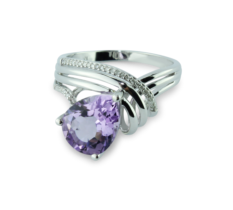 Stunning 1/15 cttw Diamond & Pink Amethyst Gemstone Ring in 925 Sterling Silver With 33 Diamonds