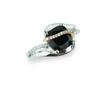 Classic 1/15 cttw Diamond & Onyx Ring With 10K Rose Gold and 925 Sterling Silver.