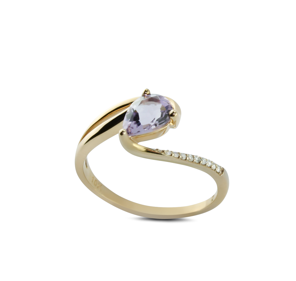 Brilliant Pink Amethyst And 1/20 cttw Diamond Ring In Elegant 10K Pink (Rose) Gold