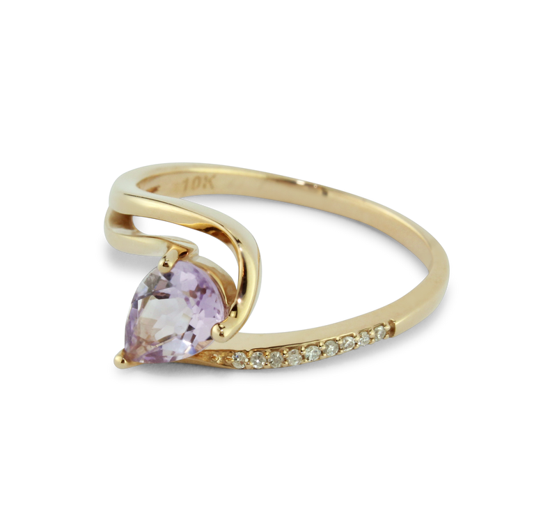 Brilliant Pink Amethyst And 1/20 cttw Diamond Ring In Elegant 10K Pink (Rose) Gold