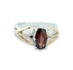 Diamond (1/15 cttw) & Garnet Gemstone Ring in 10K Rose (Pink) Gold And 925 Sterling Silver, Featuring 32 Diamonds